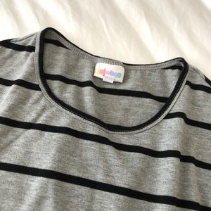 LuLaRoe gray and black striped shirt